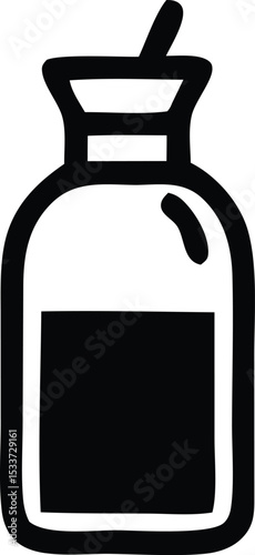 A simple black and white illustration of a jar with a spoon
