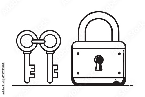 Lock and Unlock symbol. The padlock in shield shows protect and unprotected status. Cybersecurity and data protection technology. Icon element for app and web. Vector illustration