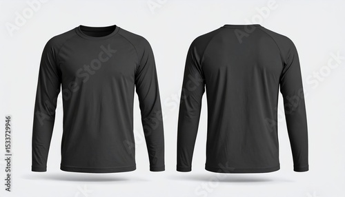 longsleeve black grey Mockup, front and back view