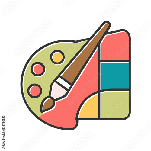 Artist palette illustration with paintbrush for creativity and art with copy space