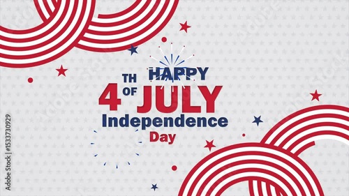 4th of July Independence Day, USA flag background, and 2D Fireworks splash concept, for banner, feed, and stories motion graphic animation.