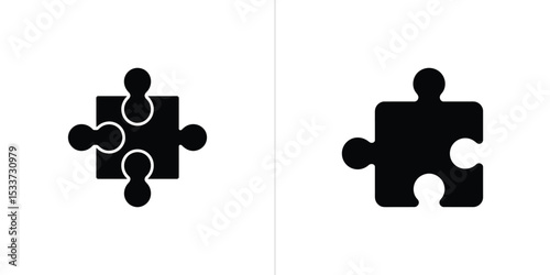 Two Black Puzzle Pieces on a White Background Representing Connection and Completeness