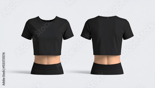 black crop top t shirt mockup