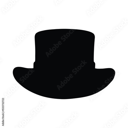 Black top hat silhouette vintage fashion accessory formal headwear elegant style icon classic attire design vector illustration
