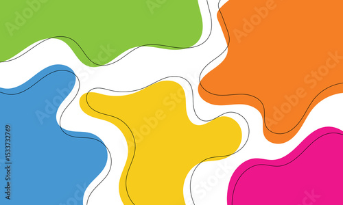 Colorful fluid abstract background with blue, yellow, and red solid color on white flat background. EPS 10 . Vector  Illustration .   