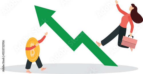 Happy money, rich and achieve financial freedom, success investment, income or salary increase, personal finance concept.flat character life .