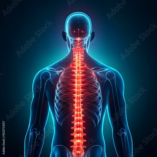Human spine anatomy back pain spinal cord medical illustration photo