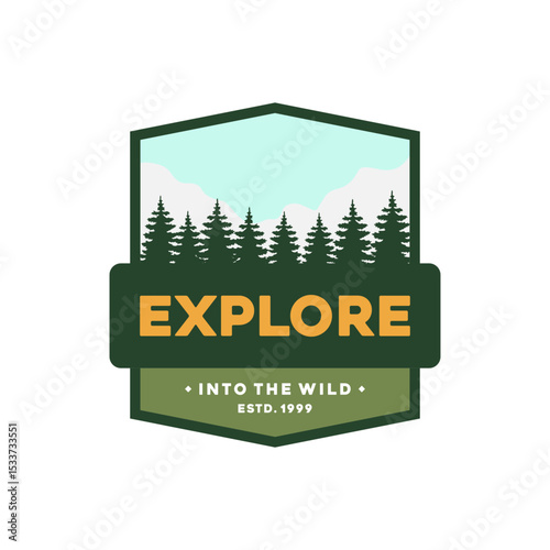 EXPLORE ADVENTURE 1999 ADVENTURE HIKING VECTOR STAMP SIGN