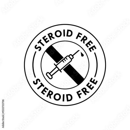 Steroid Free Icon Vector Stamp Black