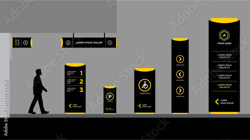 Exterior and interior signage template set corporate identity