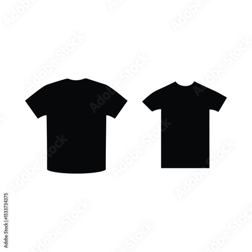 Black t shirt apparel clothing fashion garment merchandise outfit style tee shirt cotton design wear blank vector illustration silhouette