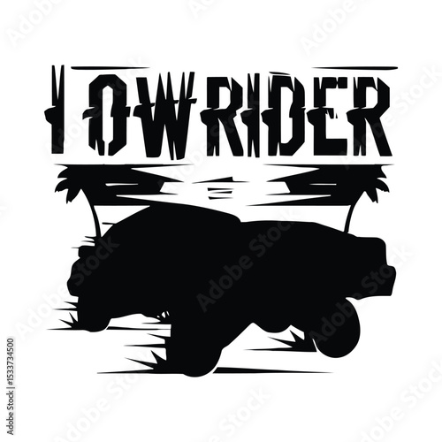 Lowrider silhouette vector car design auto vehicle transportation vintage classic automotive ride custom style vector illustration