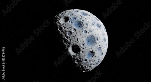 Cratered Moon or Planet Surface in Dark Space