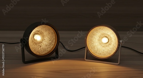 Illuminating Two Desk Lamps Casting Warm Light