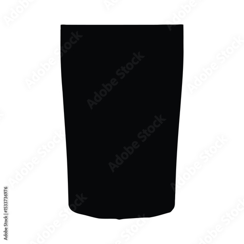 Black container packaging mockup product pouch blank template isolated background presentation design food vector illustration silhouette