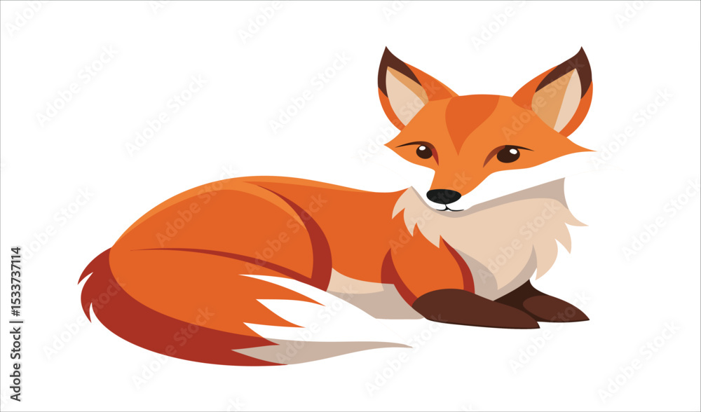 Obraz premium Cute cartoon fox sitting illustration