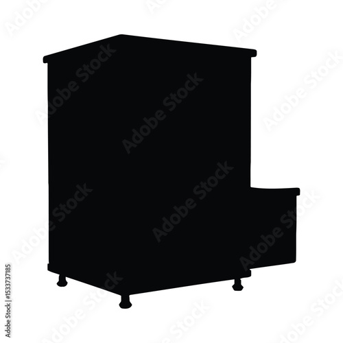 Black cabinet furniture storage design interior home decor wooden style modern silhouette dark minimalist object vector illustration