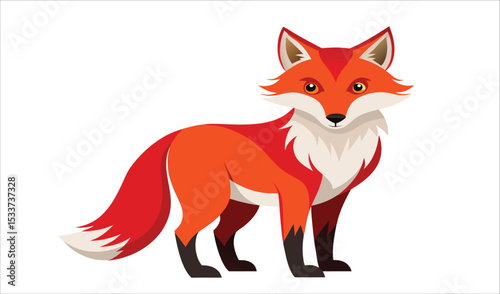 Cute cartoon fox illustration white background