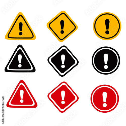 Exclamation Point Symbol In Different Shape Caution Sign Icon