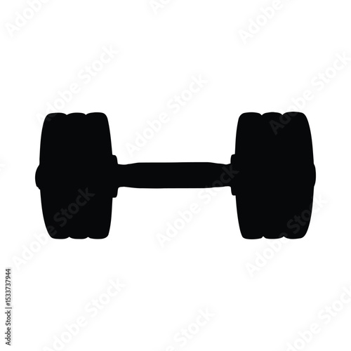 Dumbbell fitness weightlifting exercise gym training strength workout bodybuilding equipment silhouette vector illustration