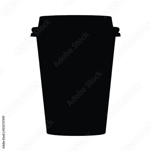 Silhouette coffee cup drink beverage hot cafe caffeine takeaway container black design illustration vector illustration