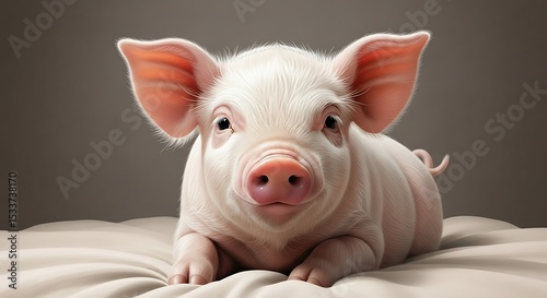 Piglet Relaxing Cute Farm Animal Resting on Bed
