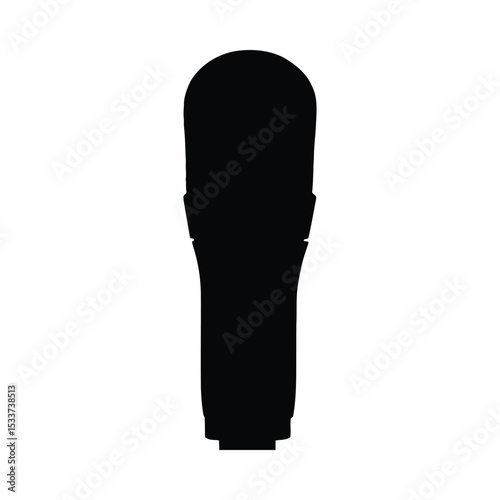 Black microphone audio sound music voice karaoke recording studio equipment podcast mic broadcast singing talk vector illustration silhouette
