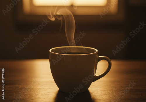 close up cinematic photo of a cup of hot coffee