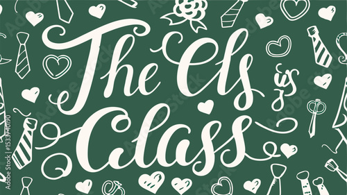 Festive greeting card design emphasizing fatherhood celebrations featuring hand drawn ties hearts and calligraphic text elements