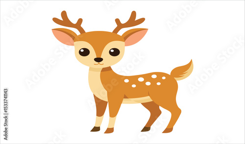 Adorable cartoon fawn with spots and antlers