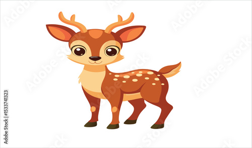 Adorable cartoon fawn with spots and antlers