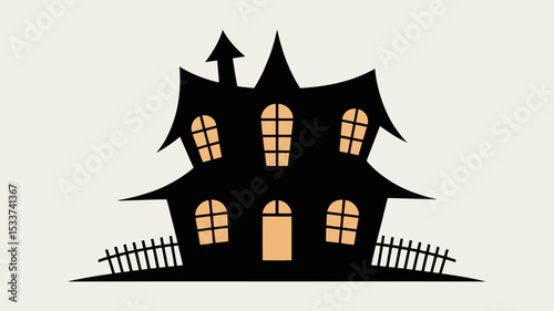 Spooky Halloween Haunted House Silhouette