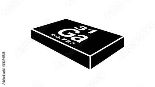 Gallium chemical symbol, black isolated silhouette