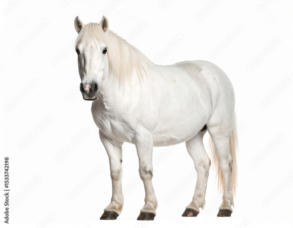 Obraz premium White pony over white background, no shadow