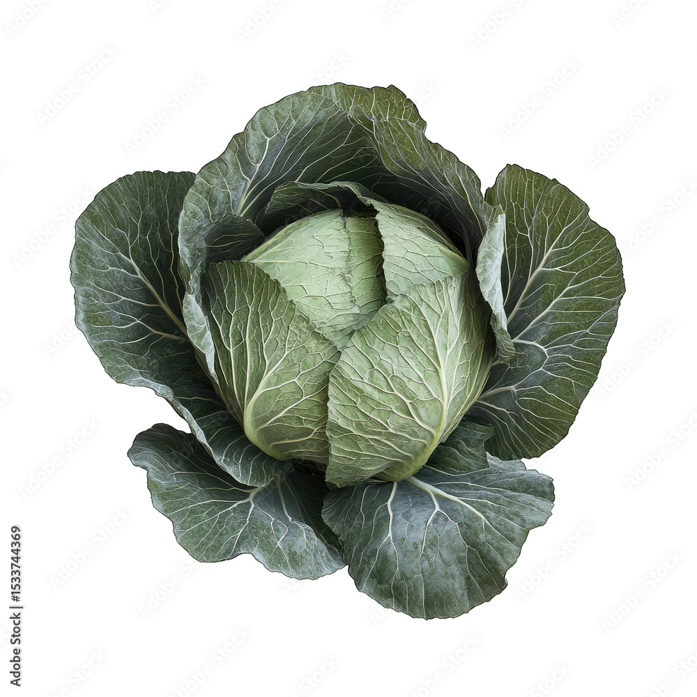 Fototapeta premium Close-up of a head of green cabbage