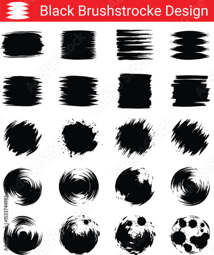 Minimalist Grid of Black Brushstroke Designs Showcasing Texture and Style