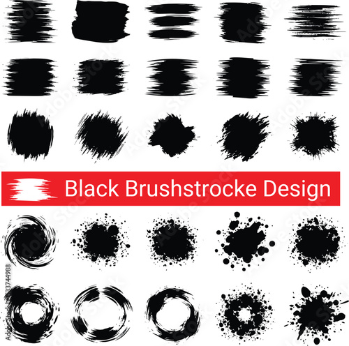 Minimalist Grid of Black Brushstroke Designs Showcasing Texture and Style