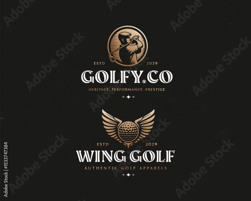 Golf sport Logo with Swing and Hit the Ball logo template for club and tournament