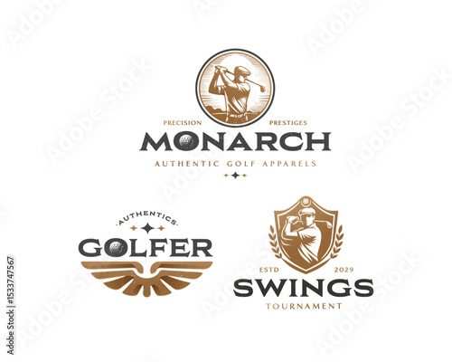 Golf sport Logo with Swing and Hit the Ball logo template for club and tournament