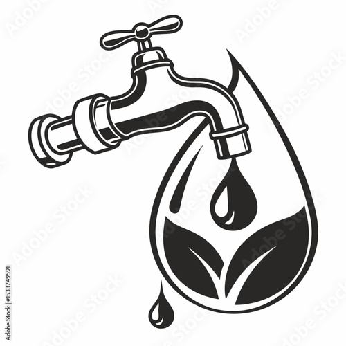 faucet with a drop of water