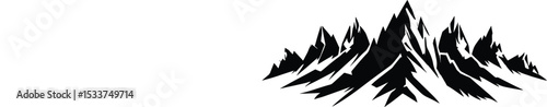 Mountain Silhouette Vector Art - Black Mountain Range Design, Nature Peak Landscape Graphic.