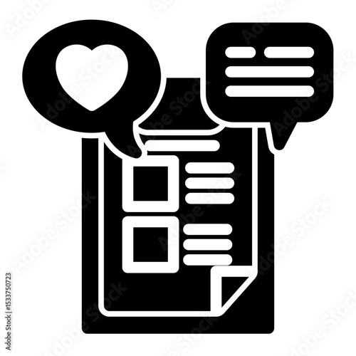 Opinion Response Icon - Solid Style for Customer Review Collection.