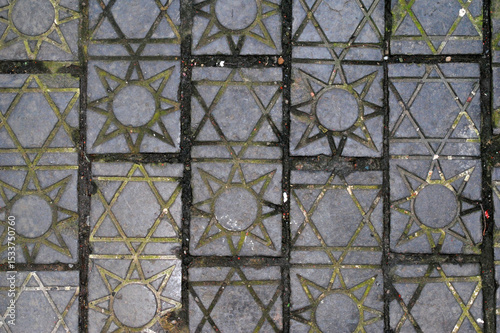 Decorated Star Pattern 19th Century Pavement Black Bricks 