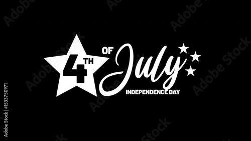 Happy Fourth of July Text Animation on Transparent background Alpha Channel - Happy Independence Day