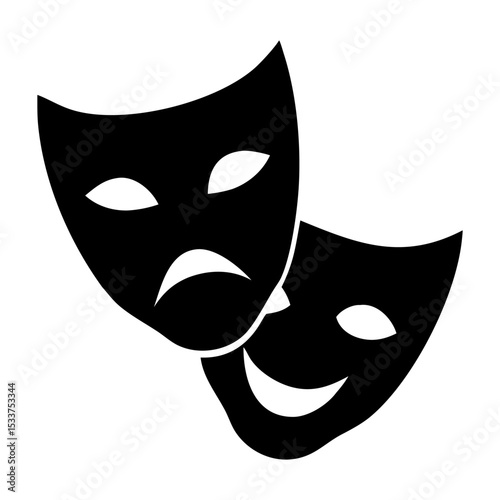 A drama face mask full black silhouette vector illustration design