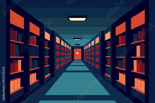 Mysterious Library Corridor  Exploring the Secrets of Knowledge and Hidden Bookshelves
