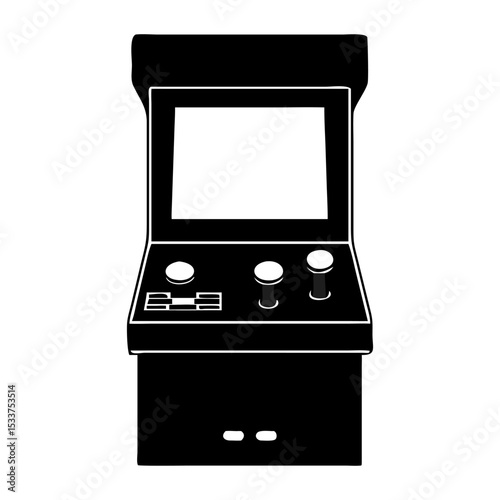A retro arcade full black silhouette vector illustration design