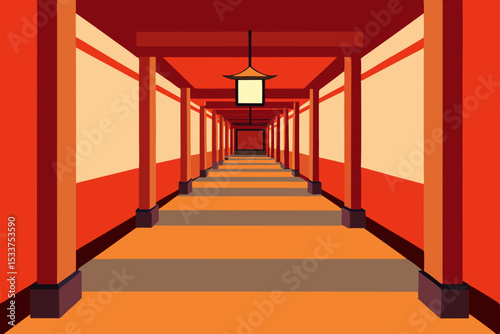 Enigmatic Red Corridor A Journey Through Architectural Depth and Japanese Aesthetics