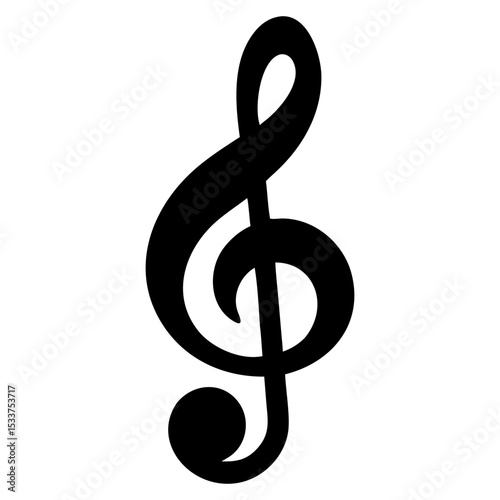 A treble clef note icon full black silhouette vector illustration design