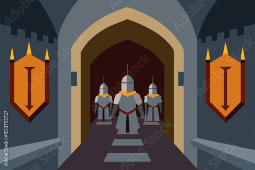 Medieval Castle Entrance Knights in Shining Armor Await